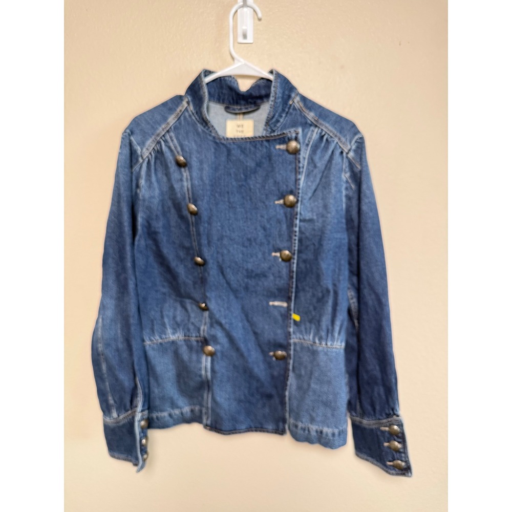 Free People We The Free Ensign Wash Blue Denim Military Jacket OB2278289 Medium